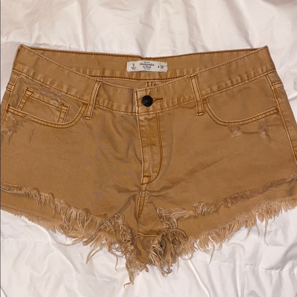 Orange denim shorts